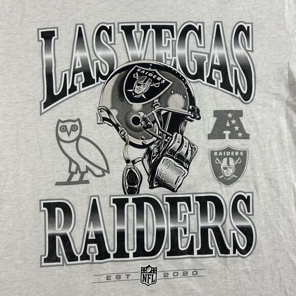Ovo x Las Vegas Raiders Shirt Men Medium Gray NFL Football Graphic Tee Drake - Picture 2 of 10